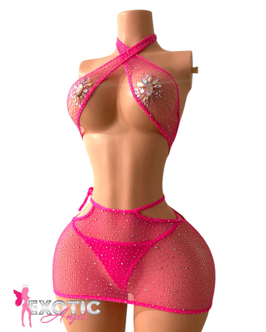 Diva Skirt Set - Neon Pink