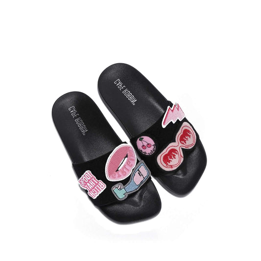 Slides with Removable Patches - Black