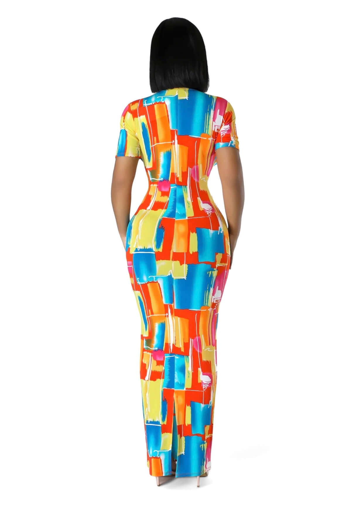 Multi Color V-Neck Maxi Dress