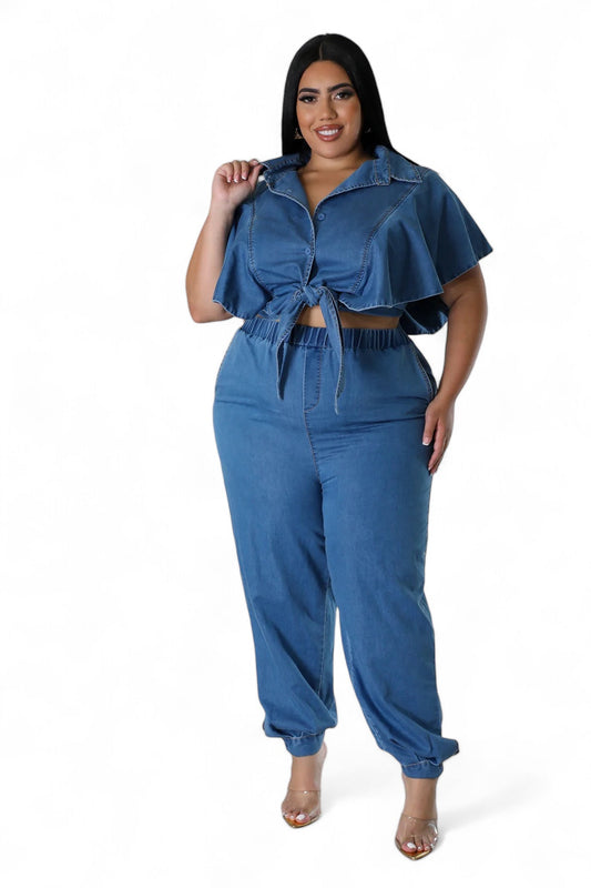 Curvy Denim Pants Set