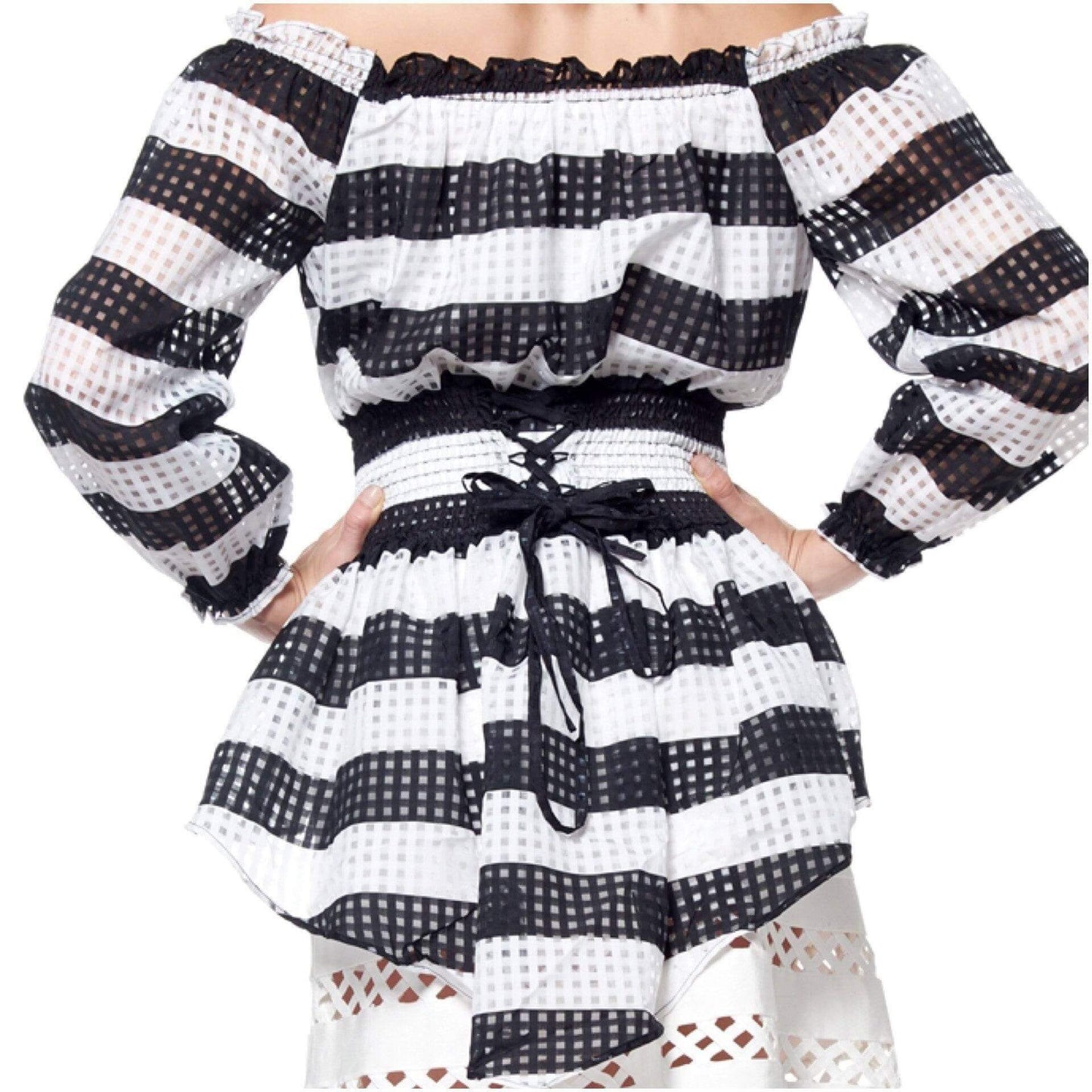 Striped off Shoulder Peplum Top