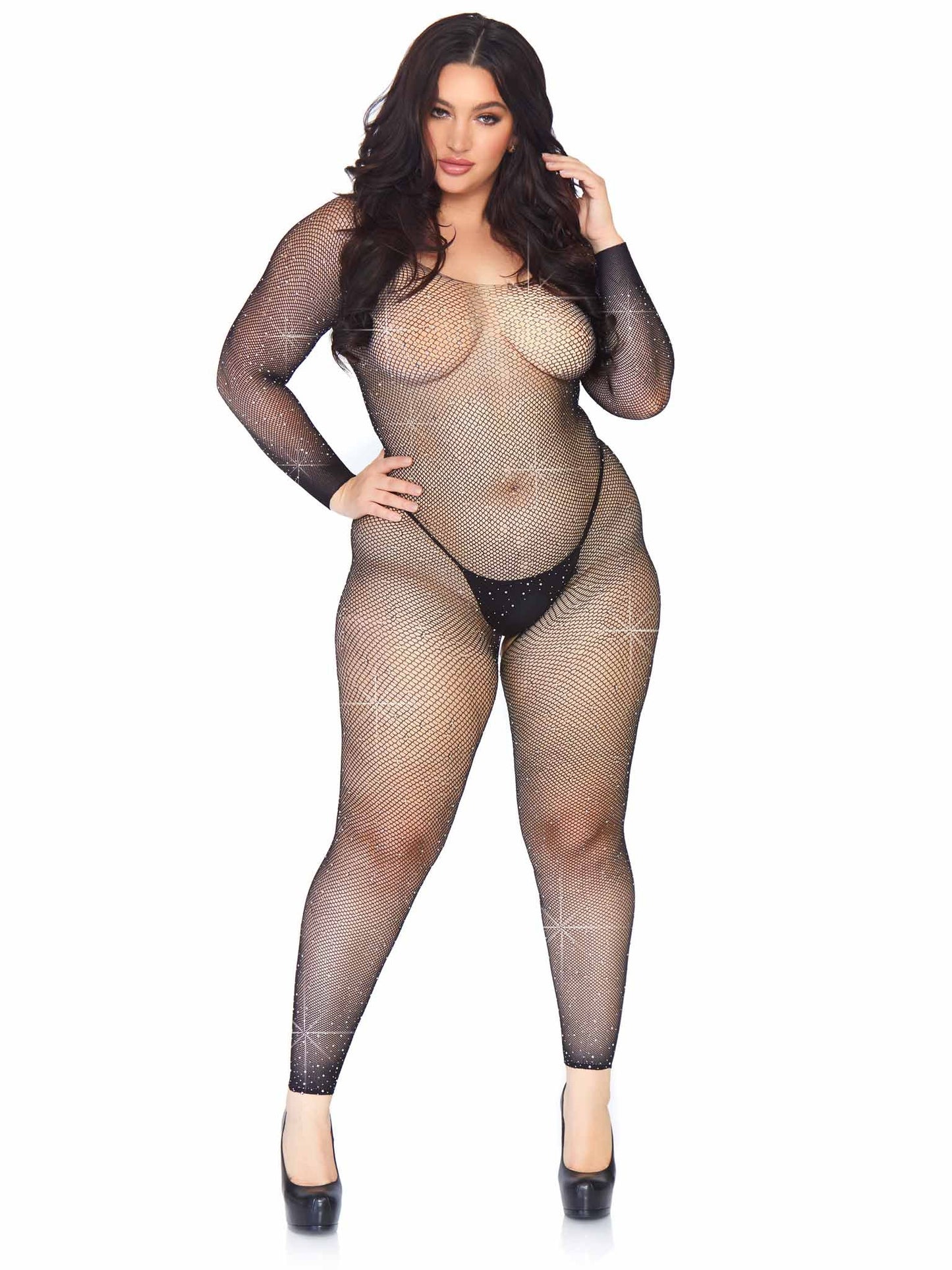 Plus Please Me Rhinestone Bodystocking