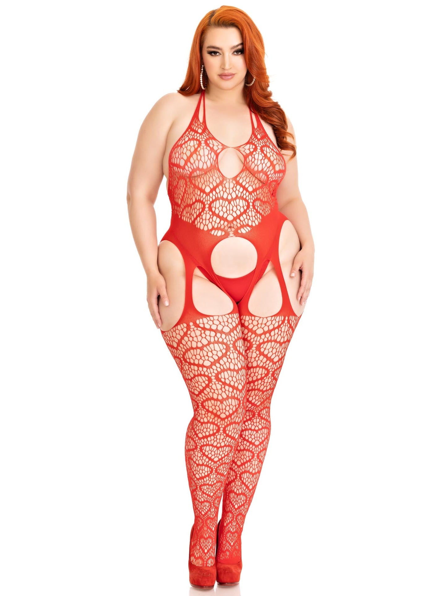 Love Hangover Heart Plus Net Bodystocking