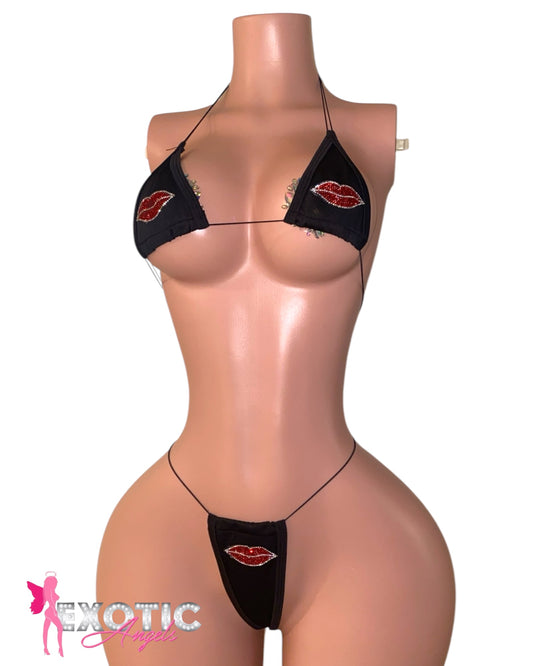 Rhinestone Lips Micro Bikini Set