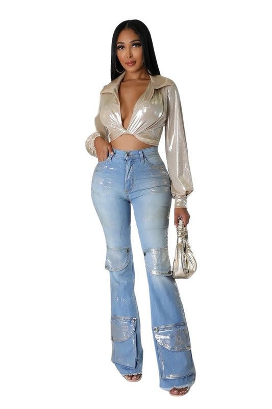 Foil Cargo Pocket Jean