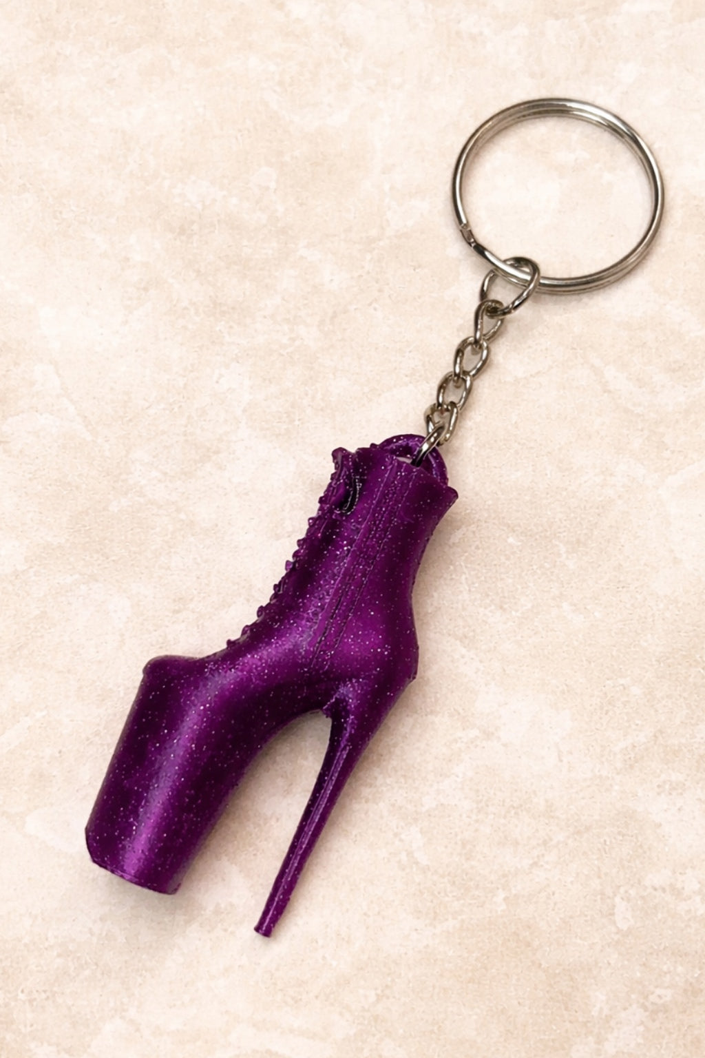 Platform Boot Keychain - Purple Glitter