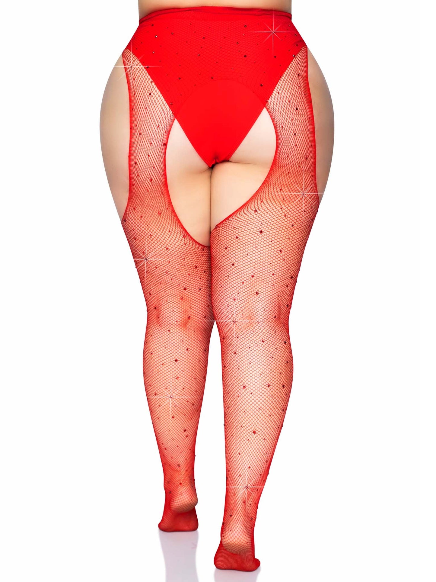 Casey Plus Rhinestone Fishnet Pantyhose