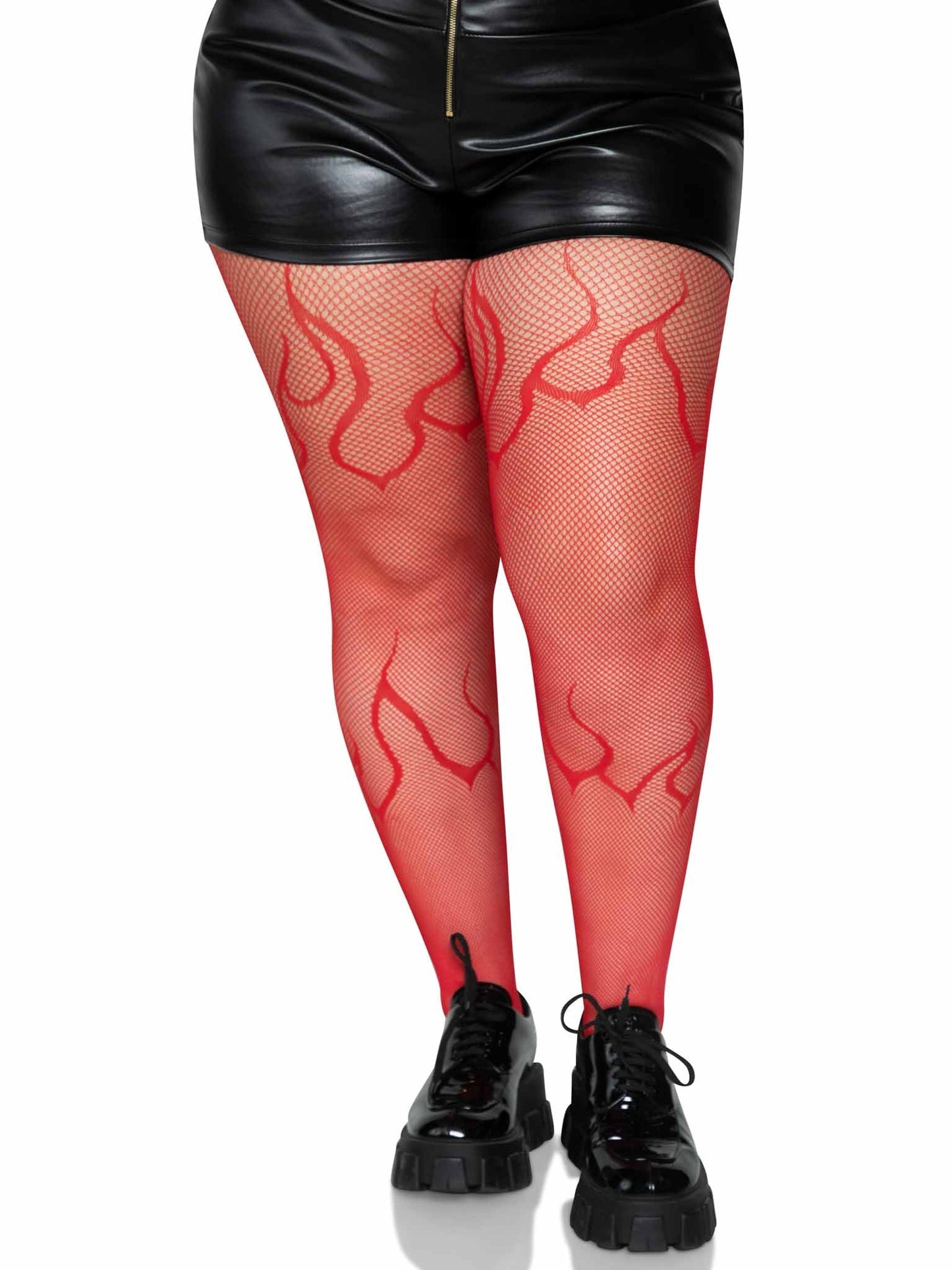 Flame Plus Fishnet Tights