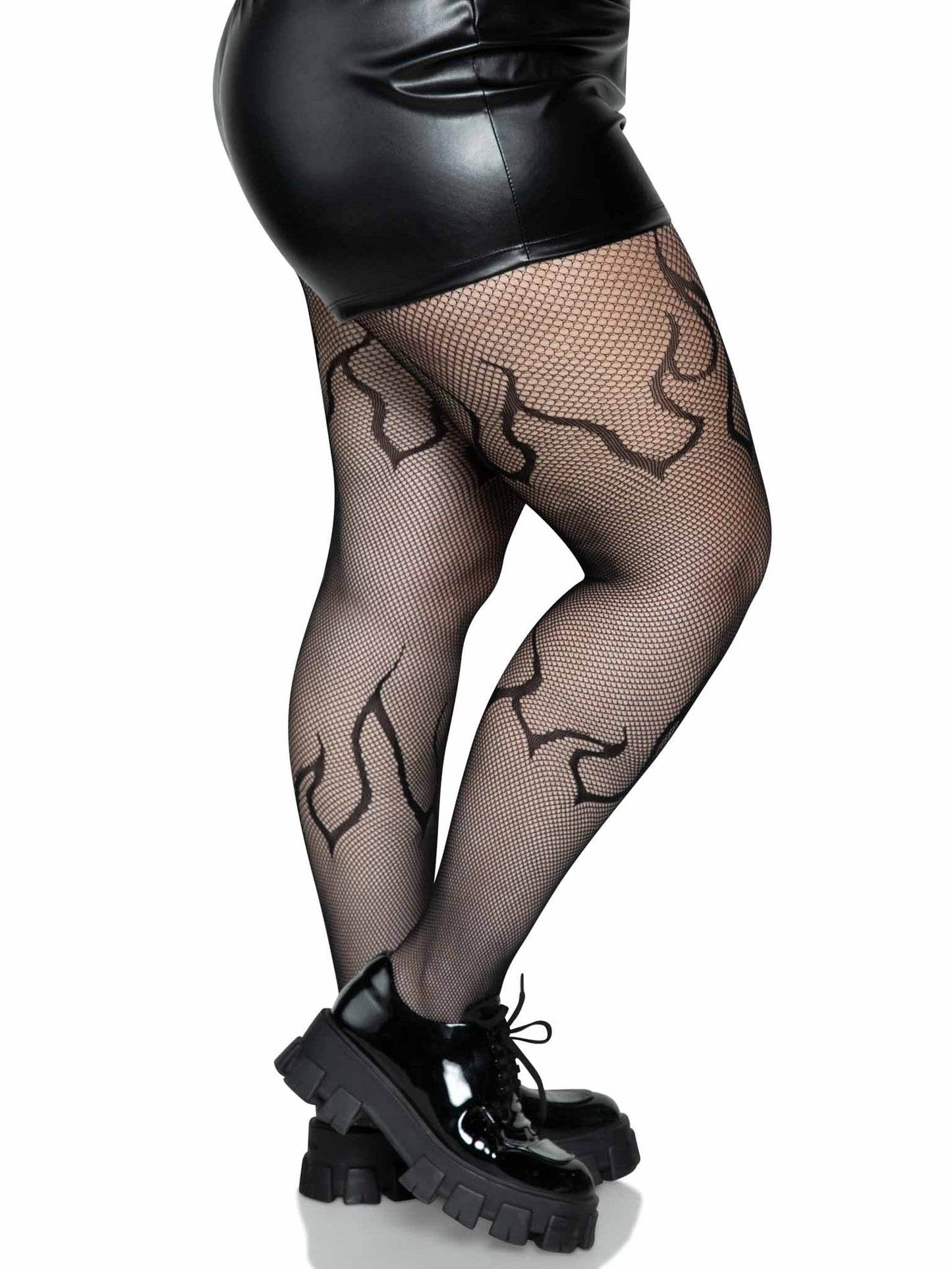 Flame Plus Fishnet Tights