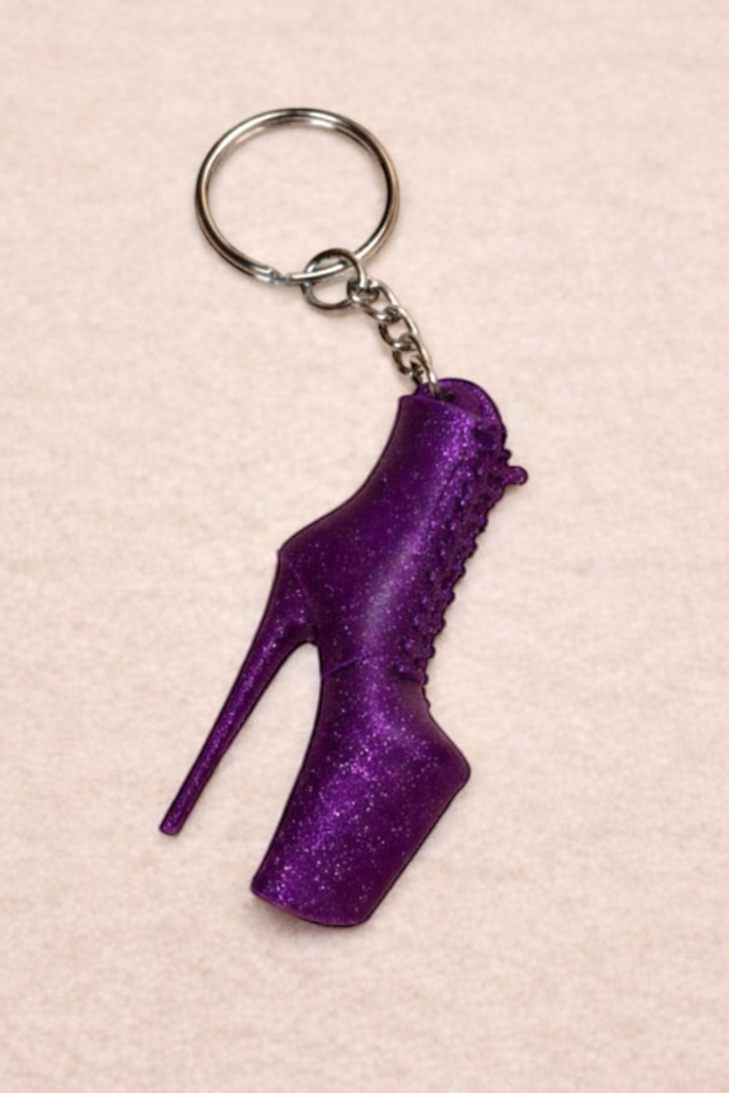 Platform Boot Keychain - Purple Glitter