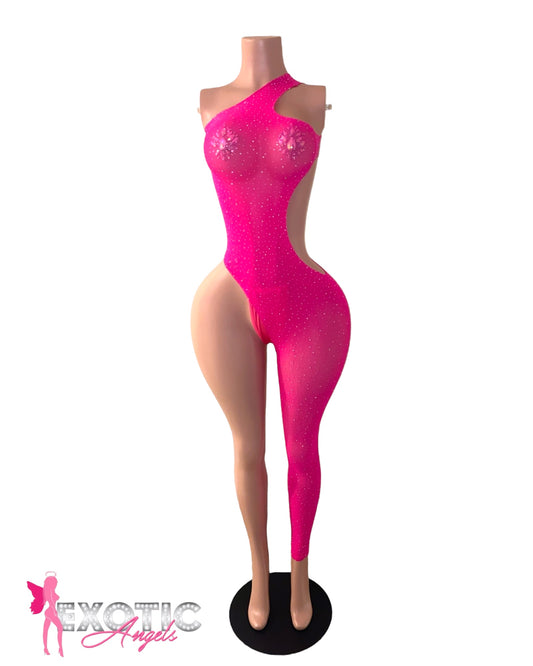 Crystal  Jumpsuit - Neon Pink