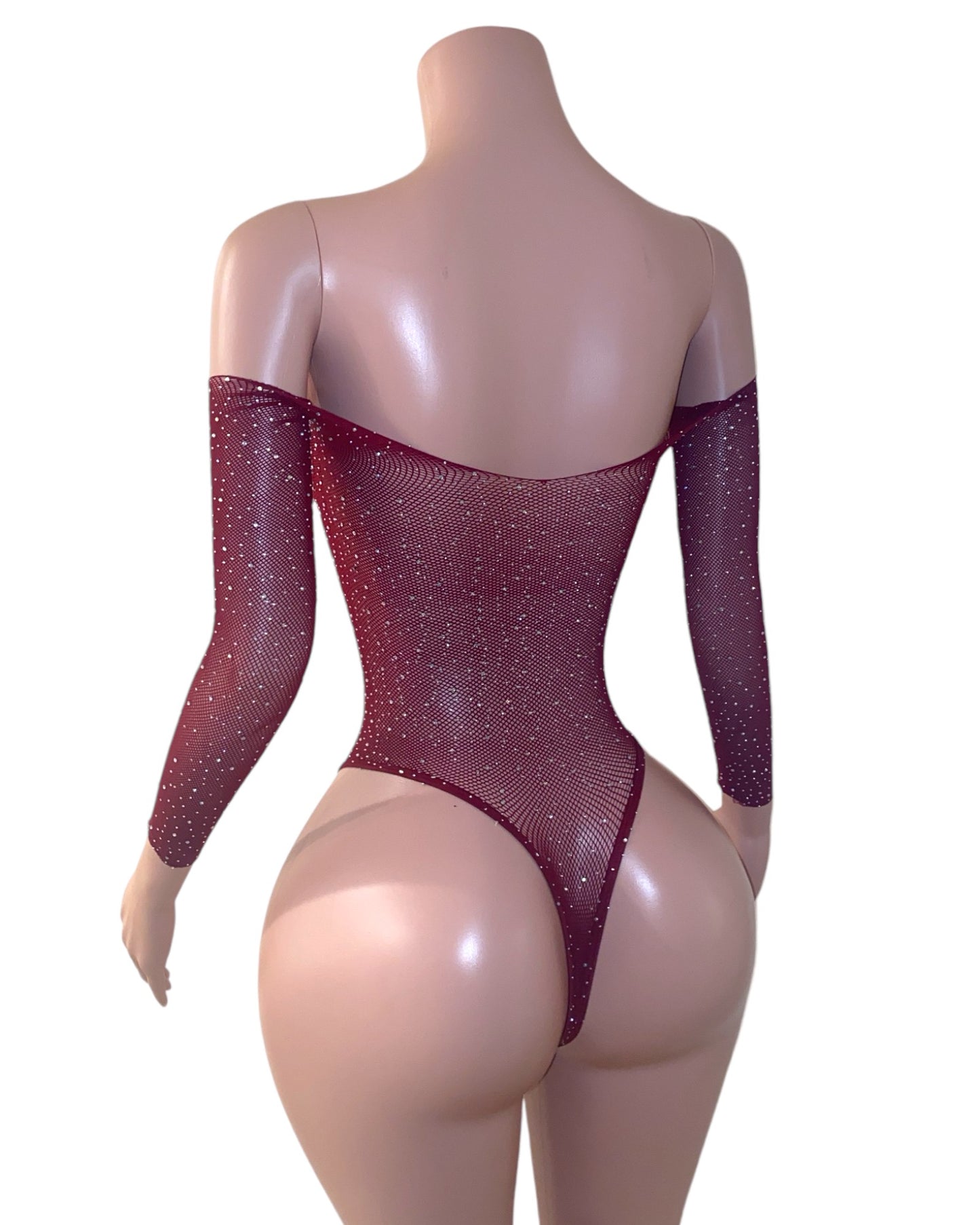 Vanessa Bling Bodysuit - Burgundy