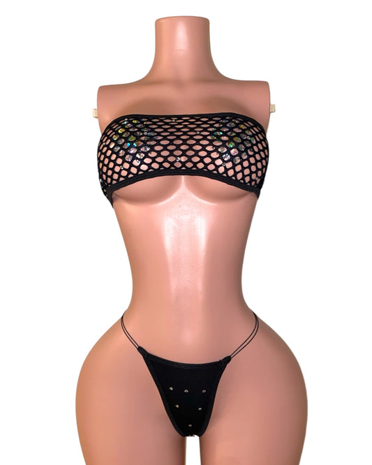 Mya Rhinestone Bandeu Set - Black