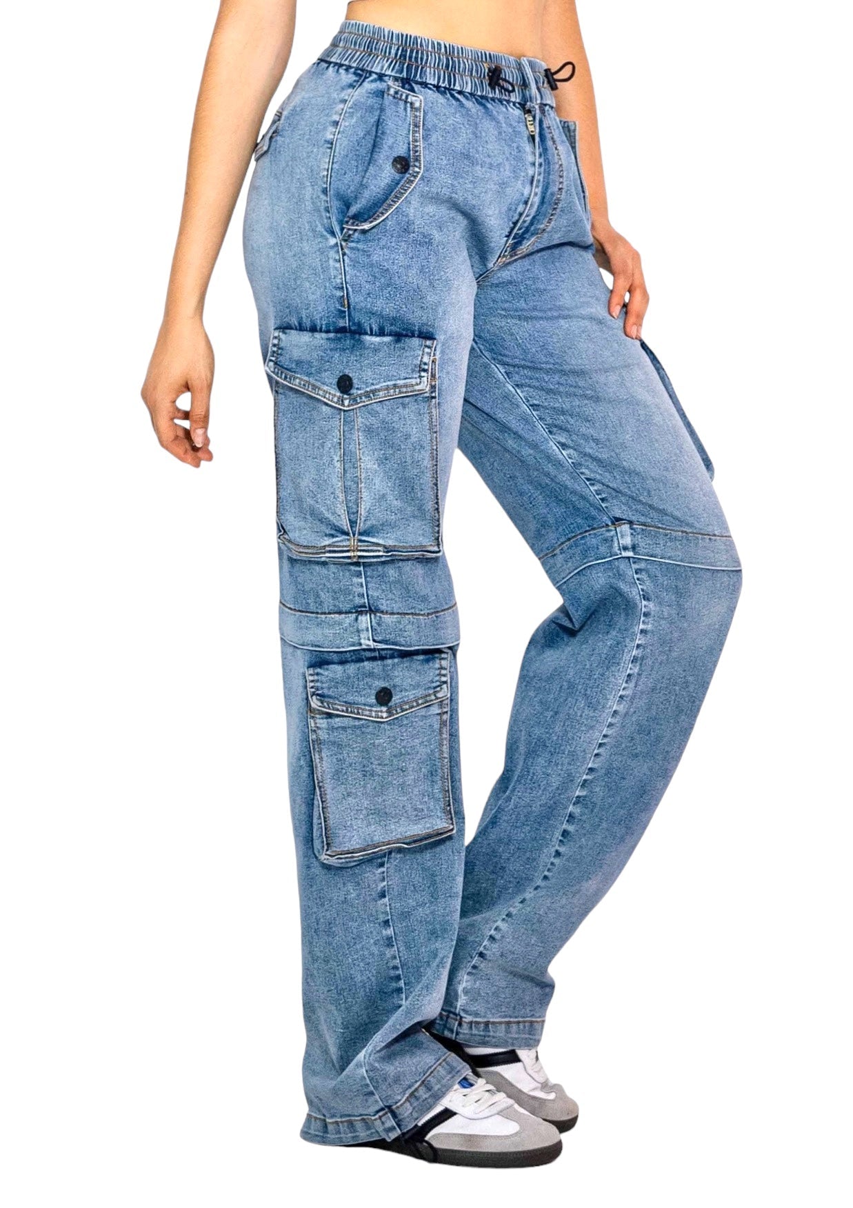 Elastic Waist Band Cargo with Drawstring