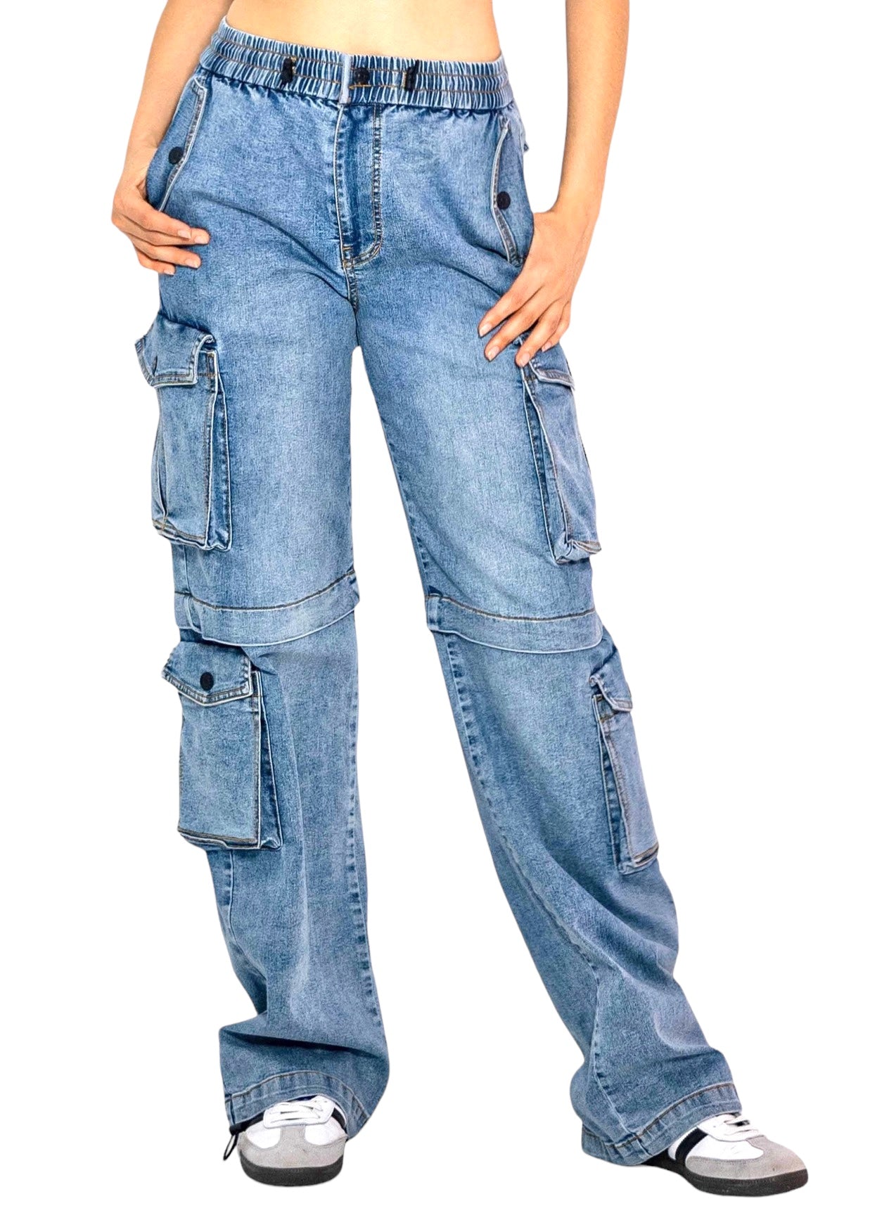 Elastic Waist Band Cargo with Drawstring