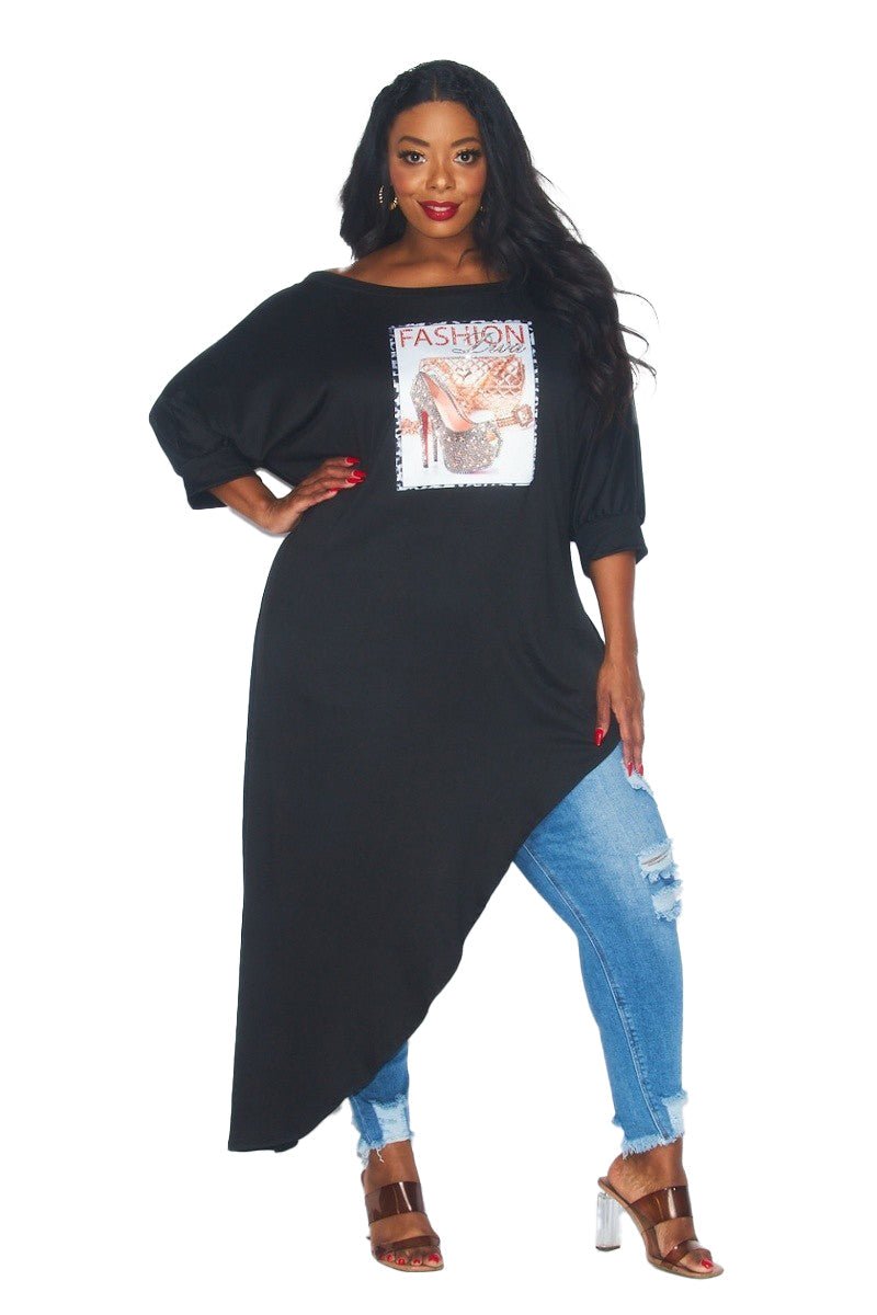 Curvy Asymmetrical Tunic Top
