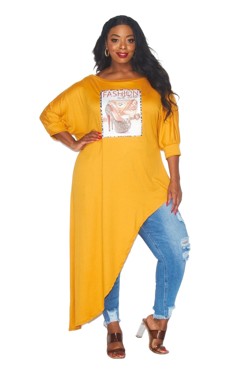 Curvy Asymmetrical Tunic Top