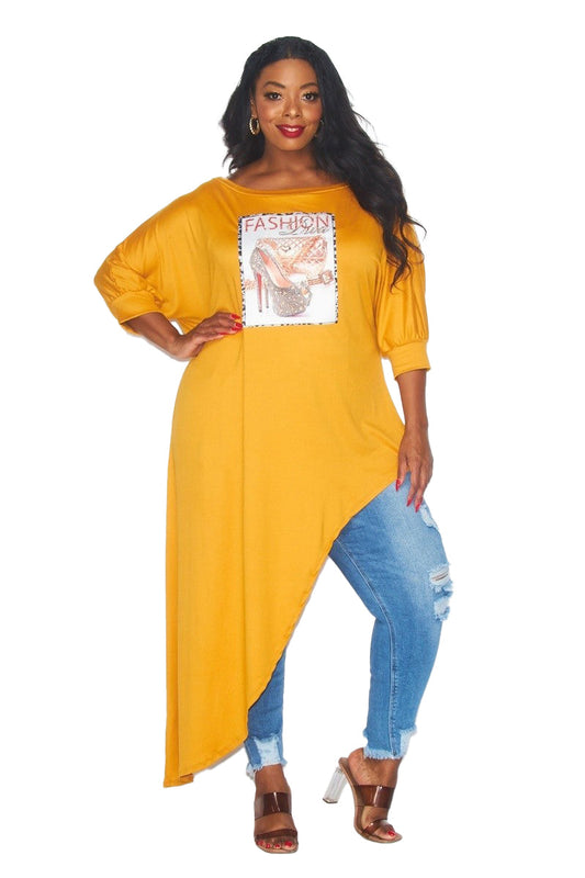 Curvy Asymmetrical Tunic Top