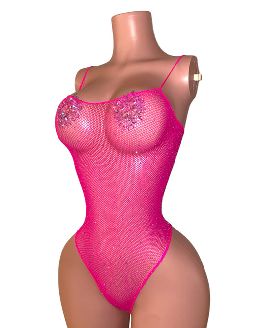 Vicki Bling Bodysuit - Neon Pink