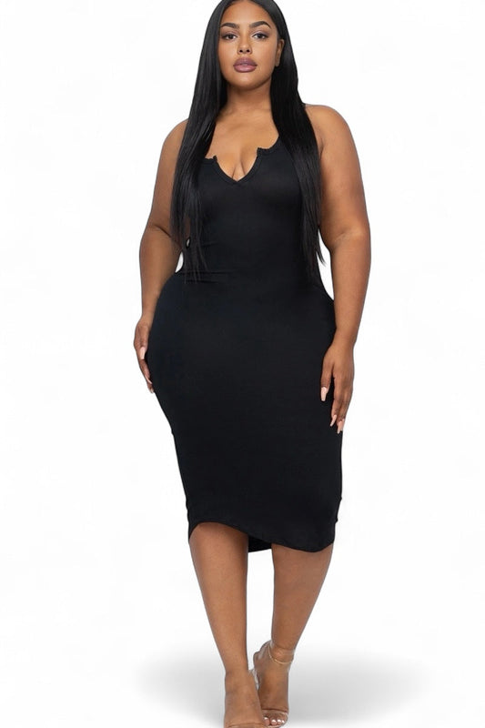 Curvy Split Neck Tank Dress  {BD2173X}