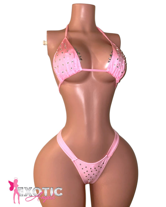 Classic Rhinestone Bikini - Baby Pink