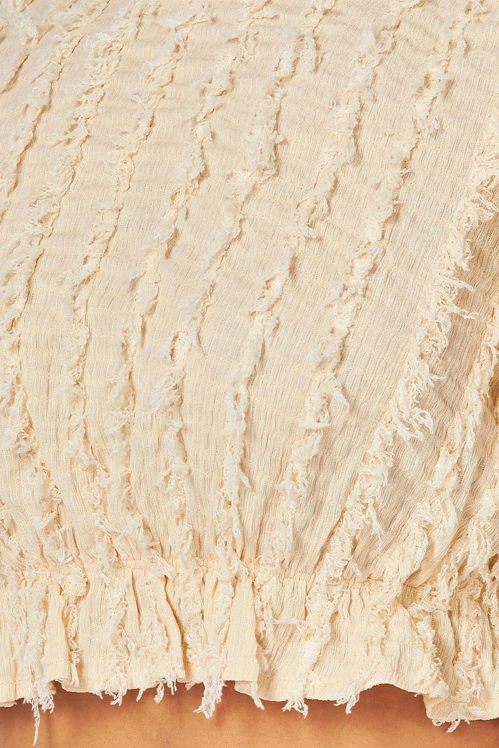 Alexandria Puff Long Sleeve Shaggy Peplum Crop Top