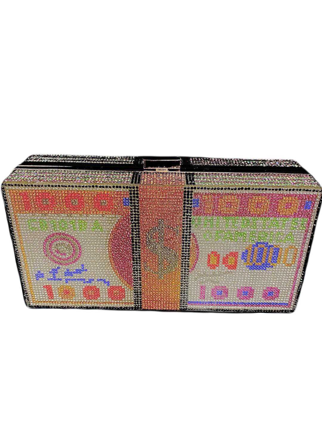 Bling Money Bag Clutch -White Multi