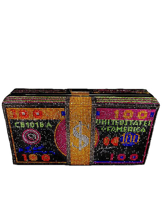 Bling Money Bag Clutch -Black Multi
