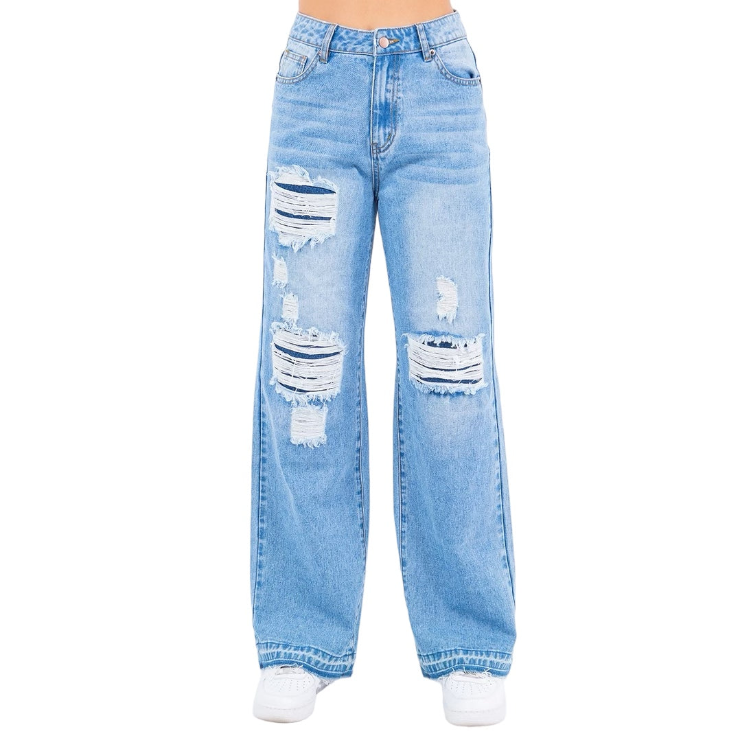 Wide Leg Released Hem Jeans