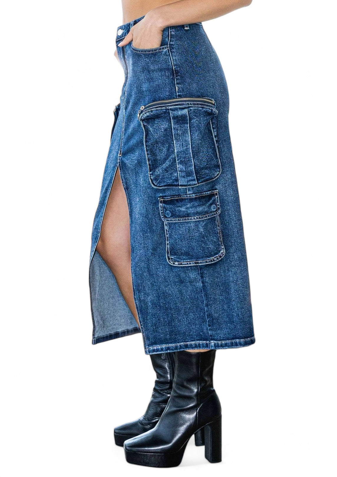 Denim Cargo Skirt