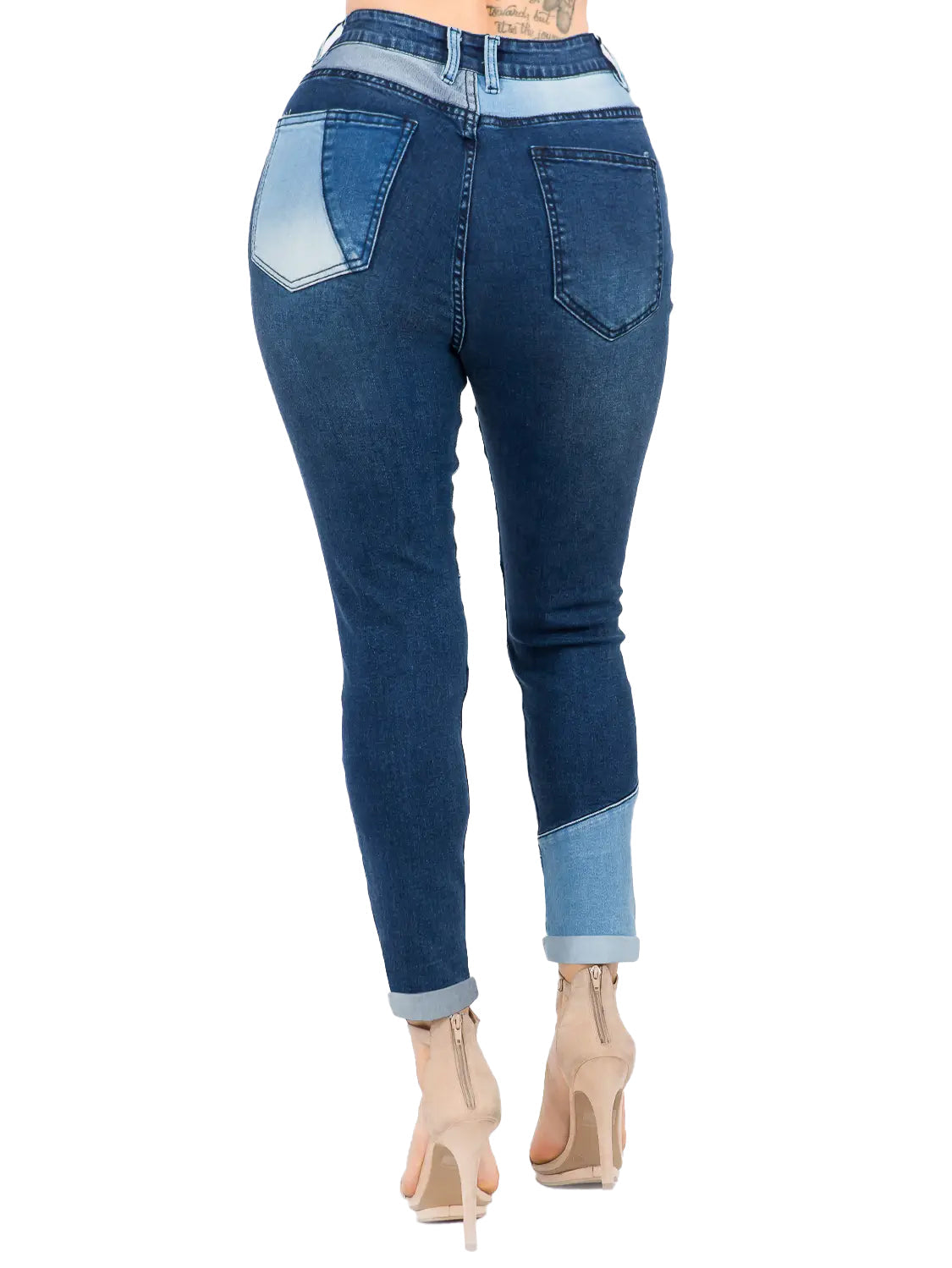 Color Block High Waist Skinny Jeans