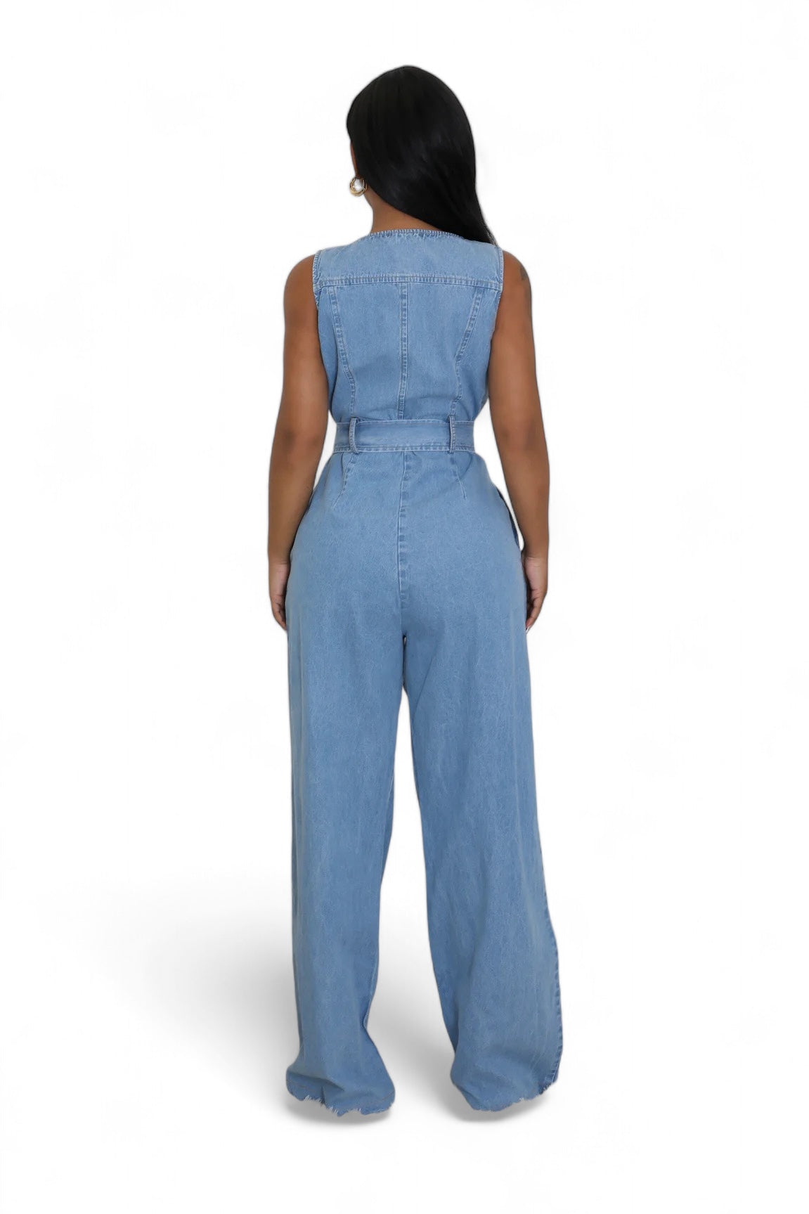 Denim Front Zipper Wide Leg Jumpsuit
