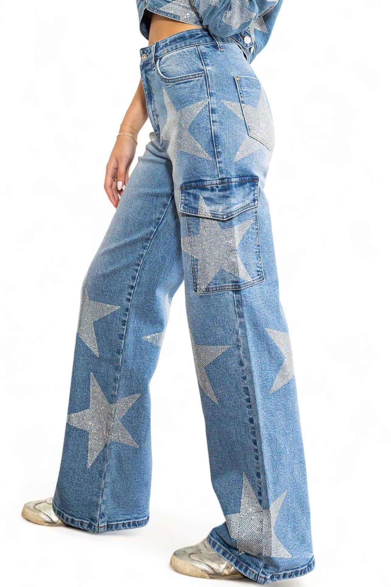 Stars Born Rhinestone Cargo Jeans