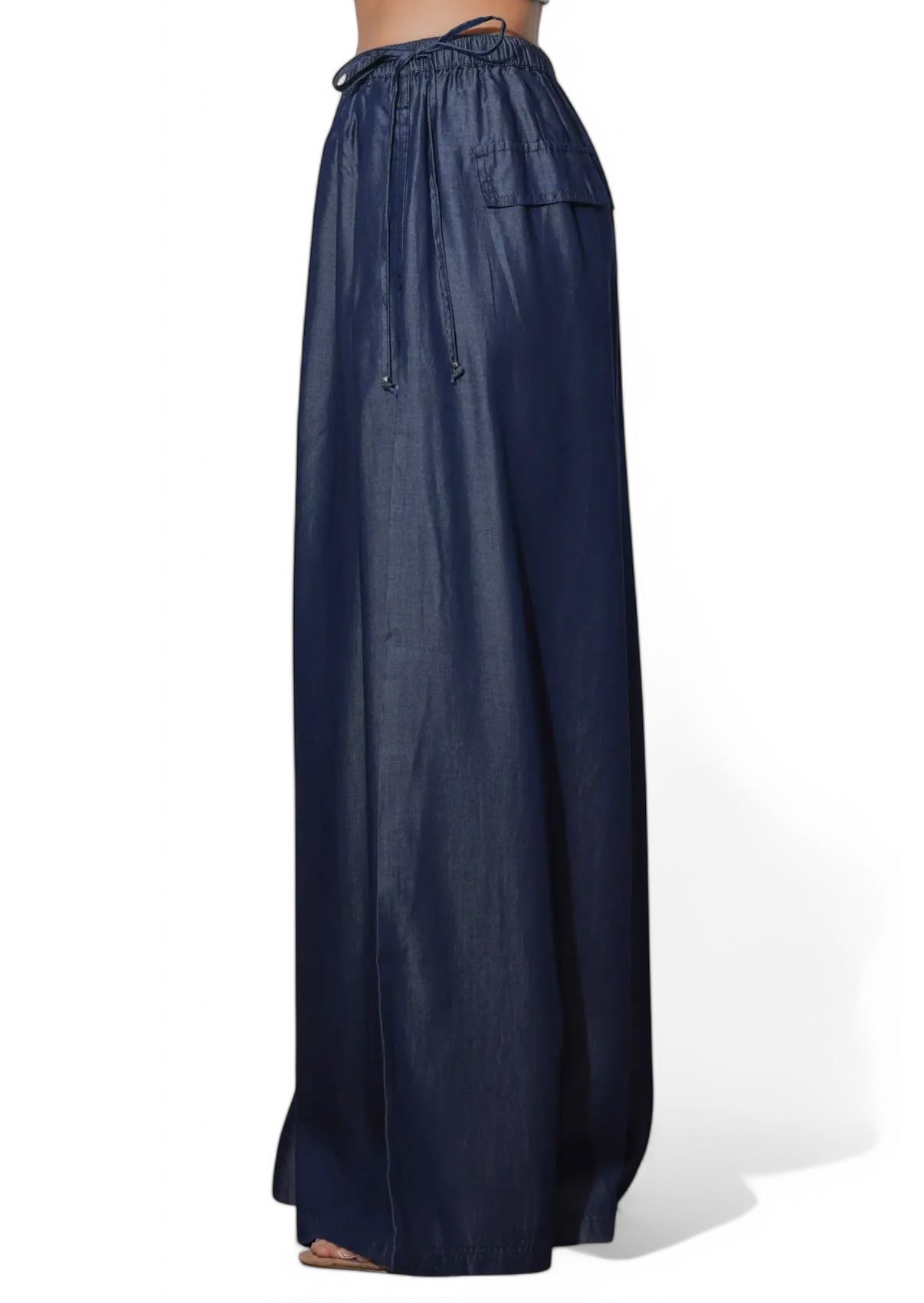 Tencel Palazzo Pants with Side Ribbon