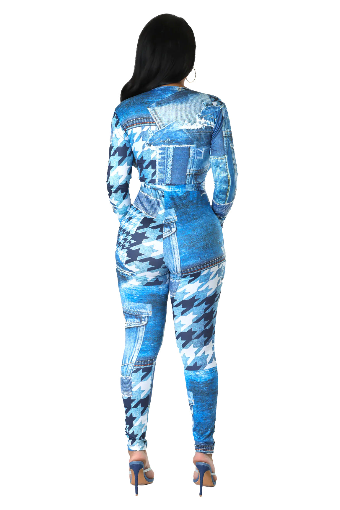 Denim Patch Illusion Jumpsuit