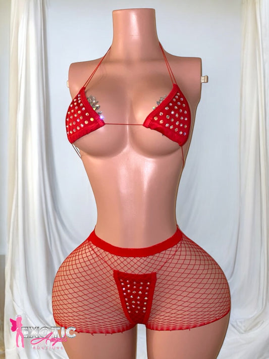 Jalissa 3 Piece Bikini Set - Red