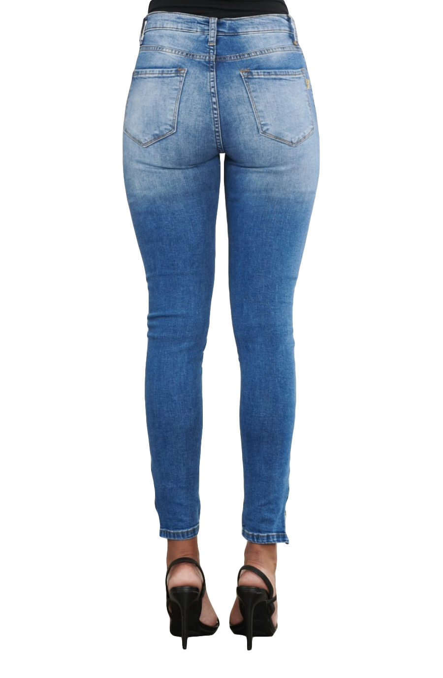 {E750} Skinny Distressed  Jeans w/ ankle zipper