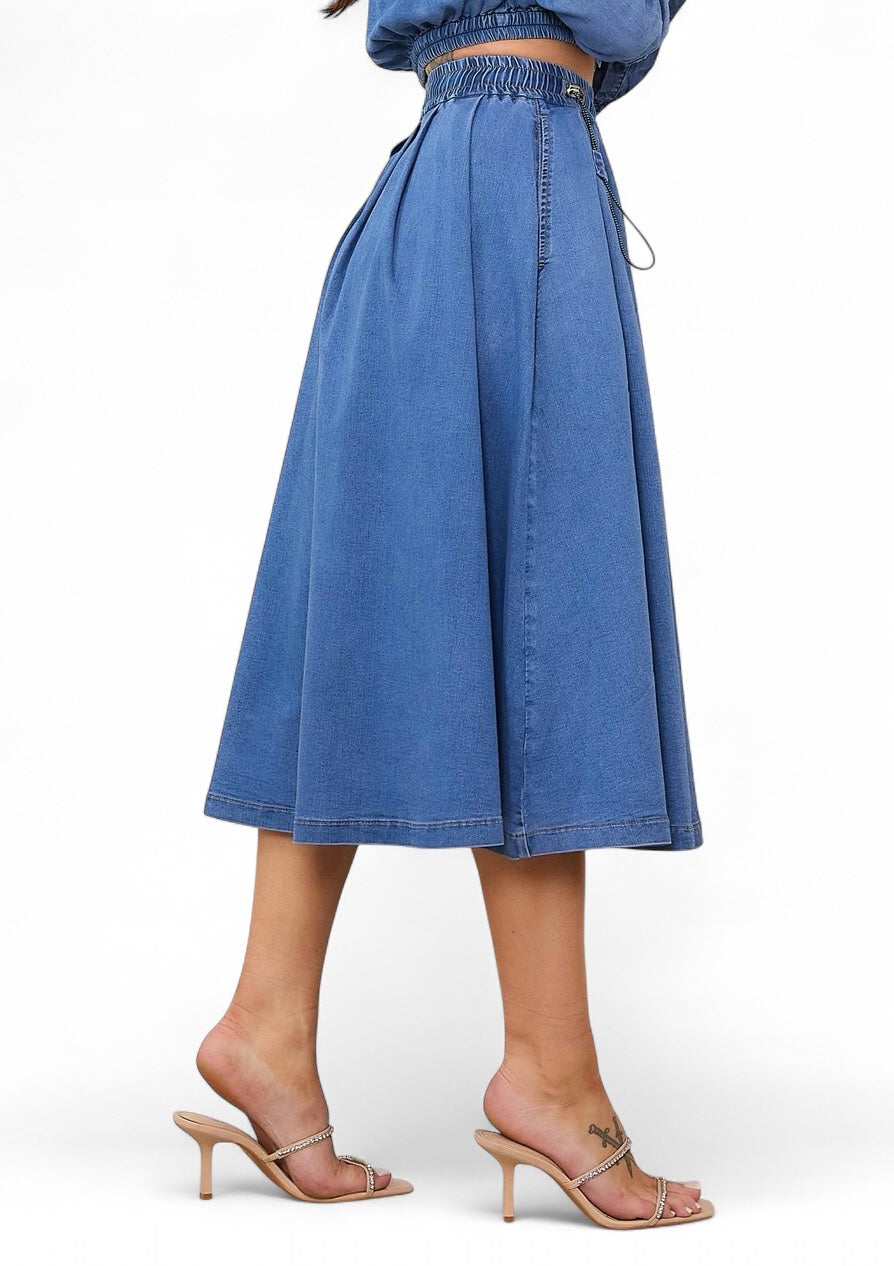 Elastic Waist Full Skirt