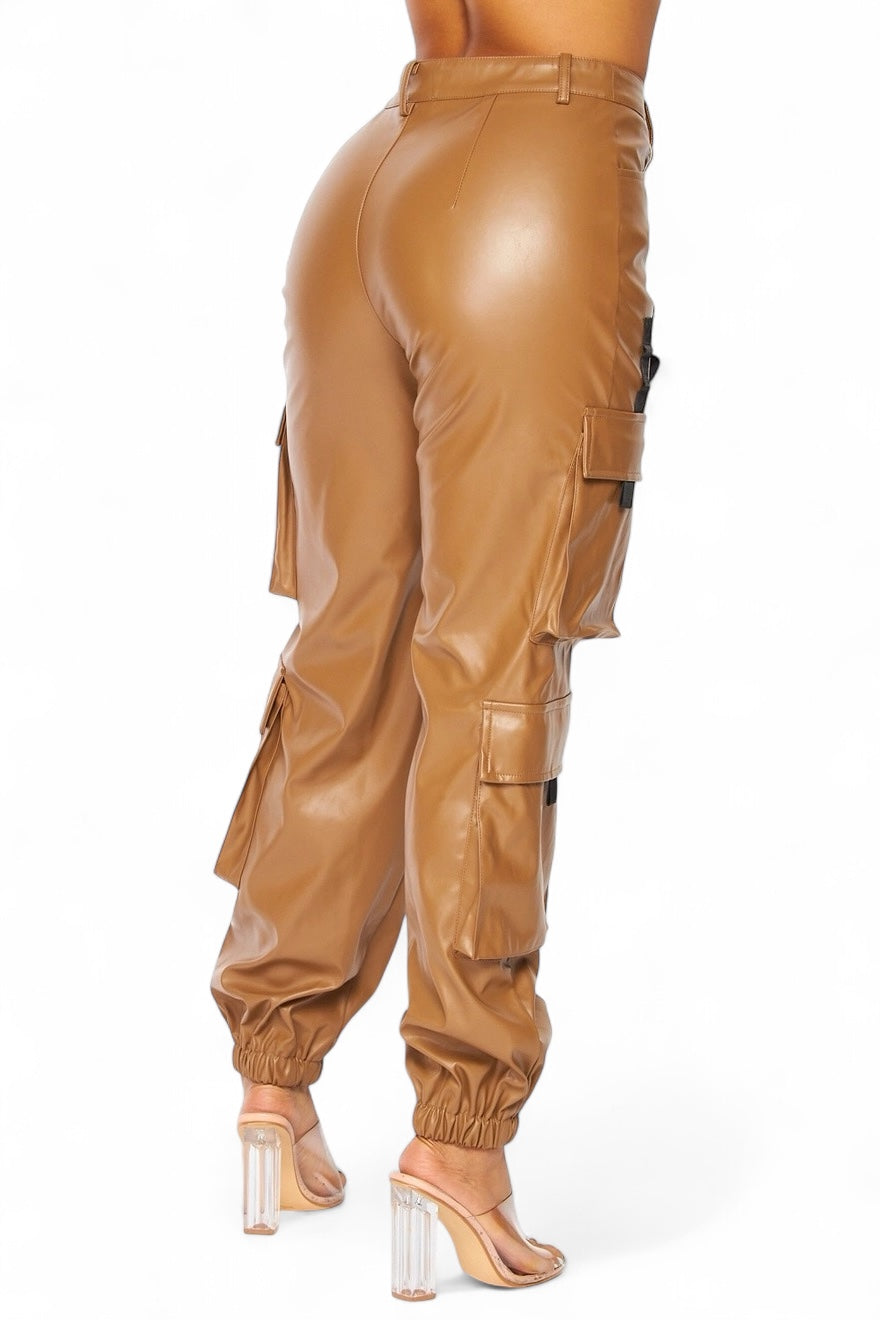 It's My Year Vegan Leather Cargo Jogger Pants