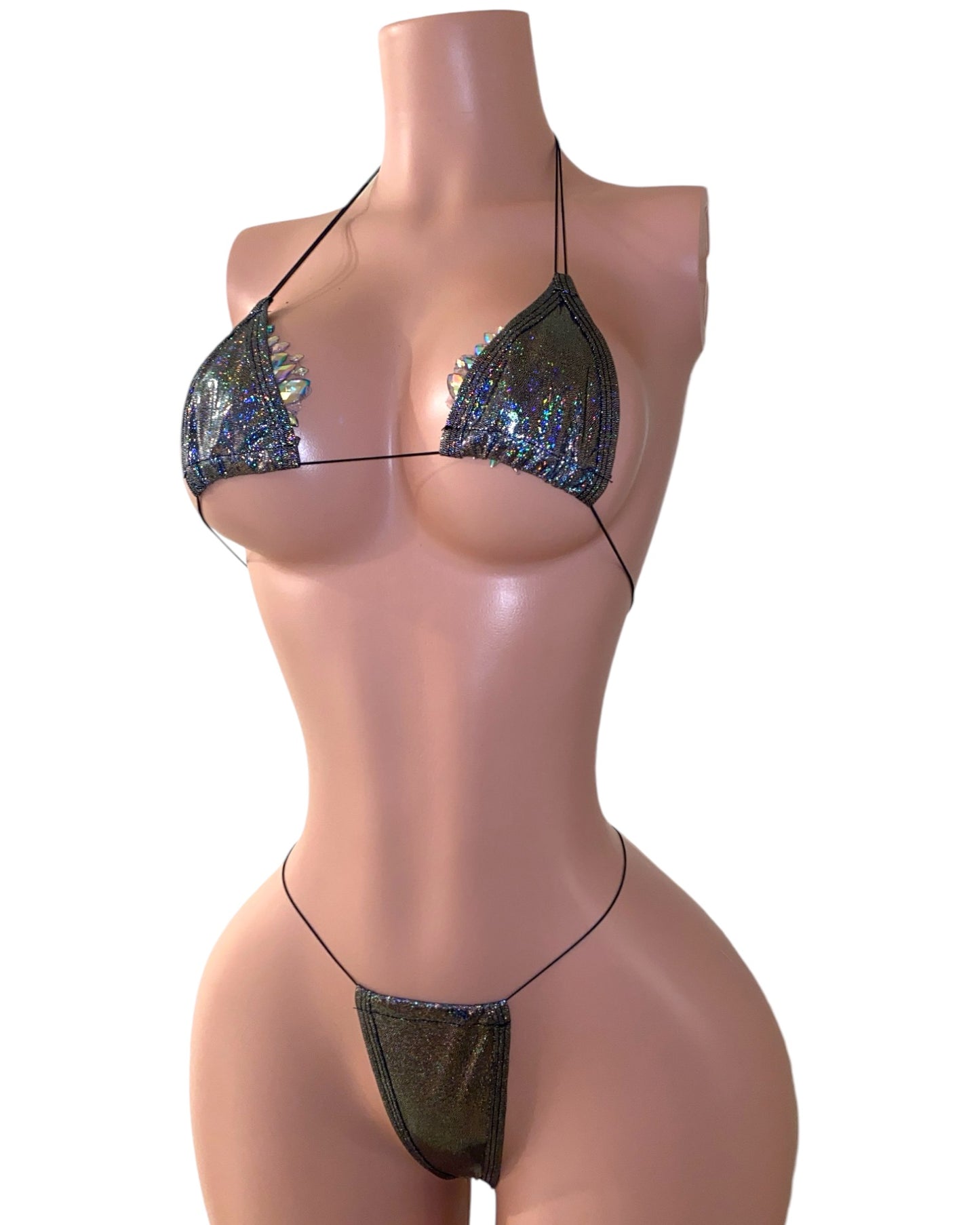 Jessica Micro Bikini Set - Metallic Grey Shimmer