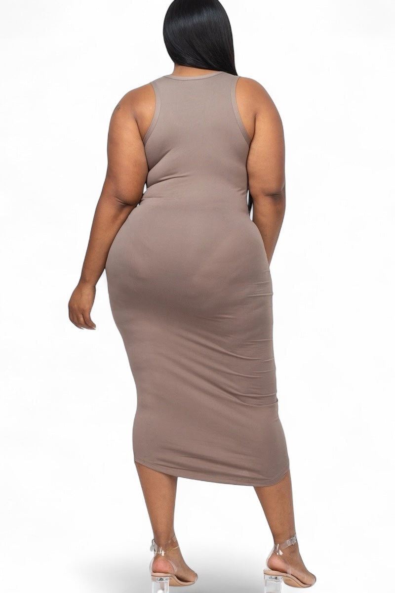 Curvy Split Neck Tank Dress  {BD2173X}