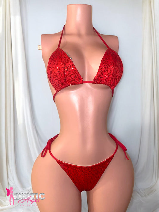 Siren Sequin Bikini - Red