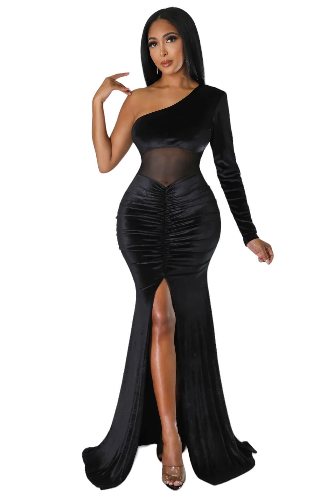 One Shoulder Velvet Cocktail Dress