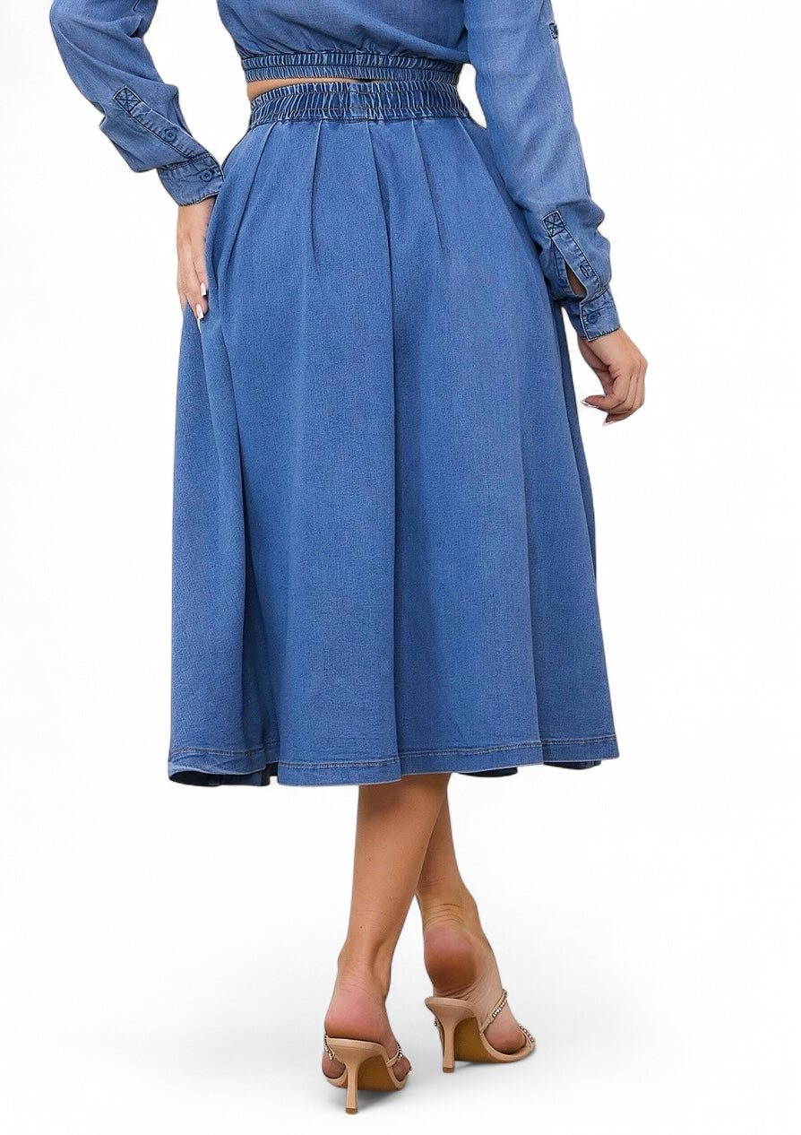 Elastic Waist Full Skirt