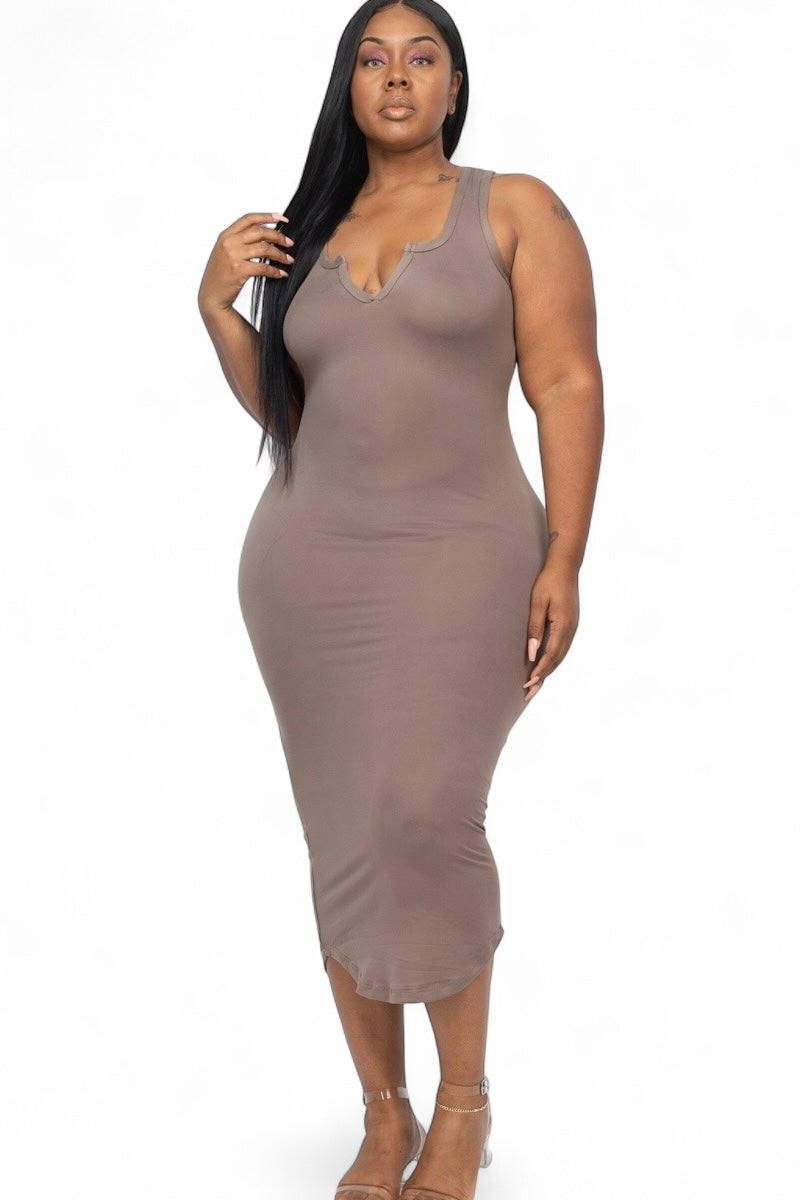 Curvy Split Neck Tank Dress  {BD2173X}
