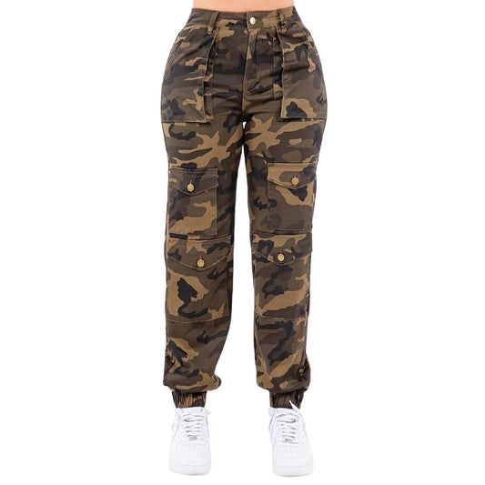 High Waist Camo Multi Pockets Joggers