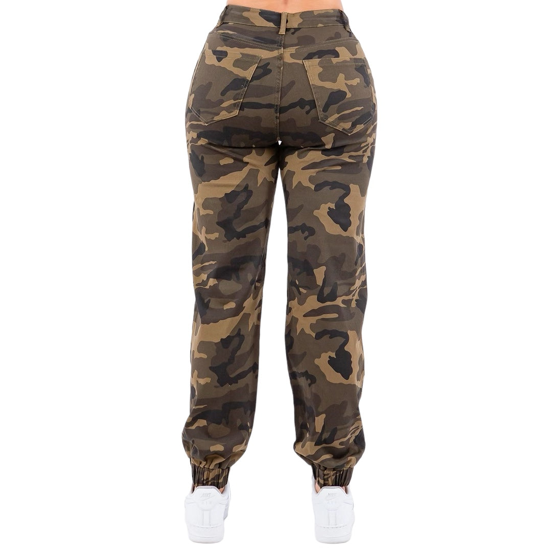 High Waist Camo Multi Pockets Joggers