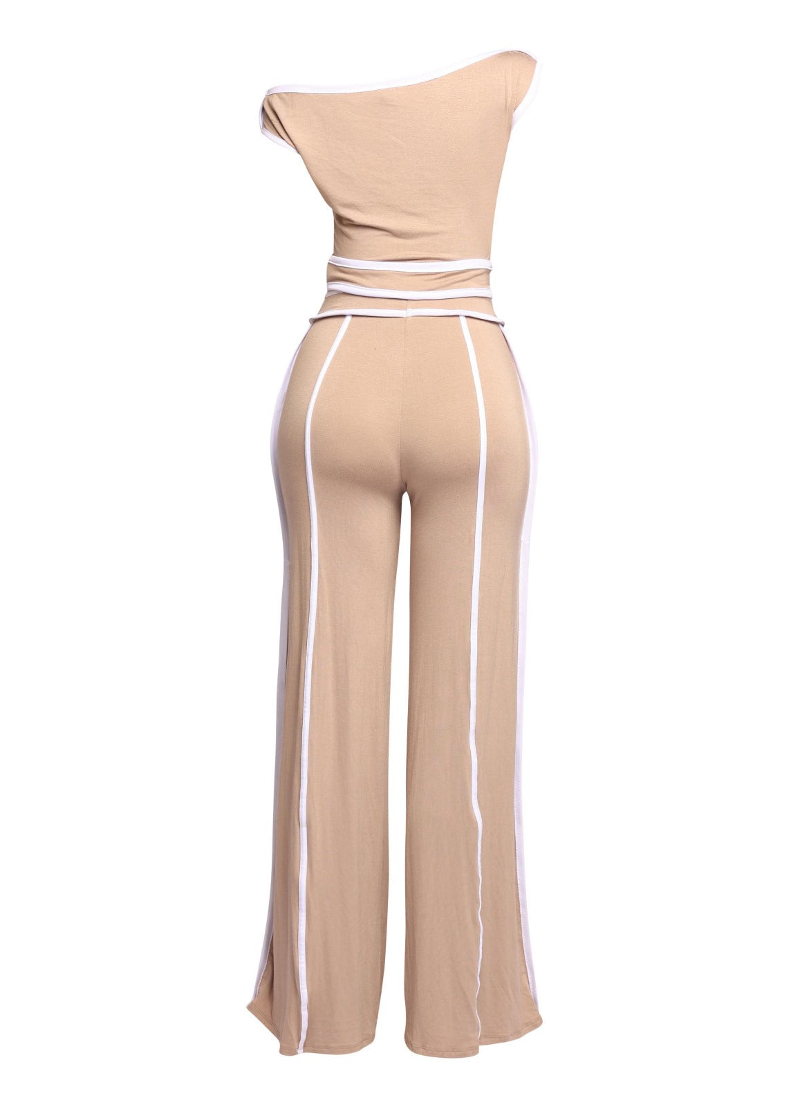 Off Shoulder Short Sleeve Top with Wide Leg Pants