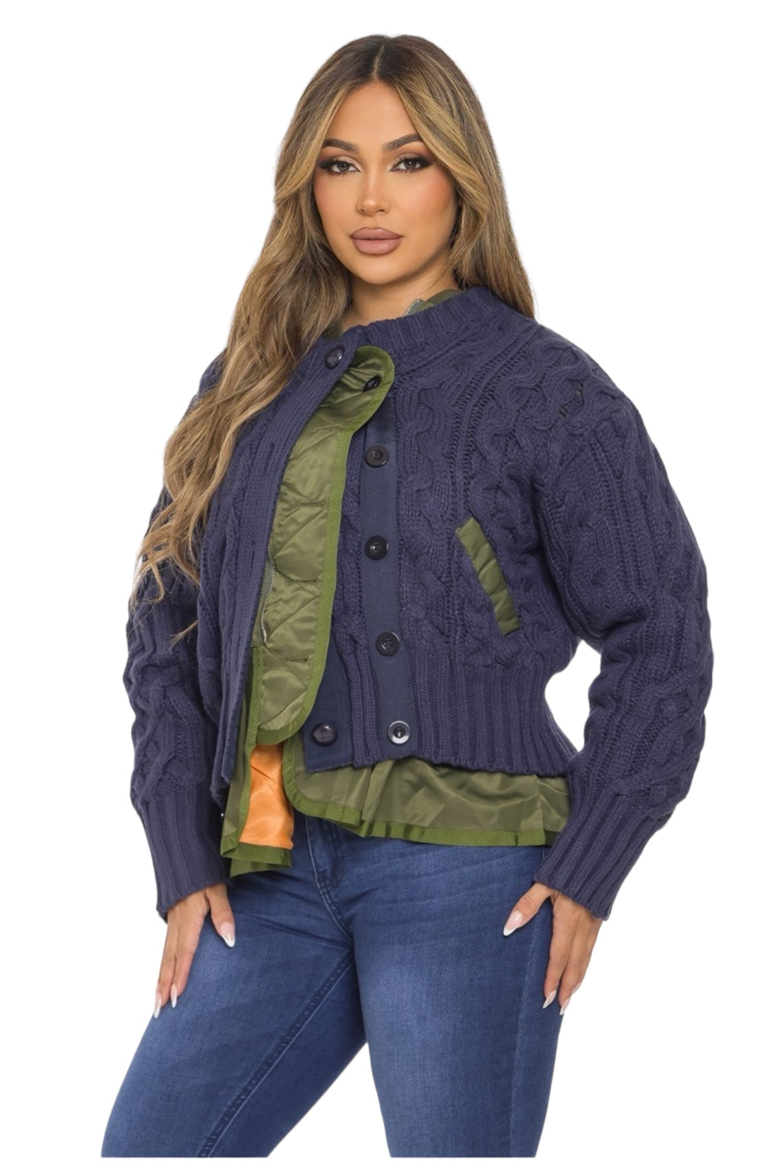 Two Layer Sweater Bomber Jacket