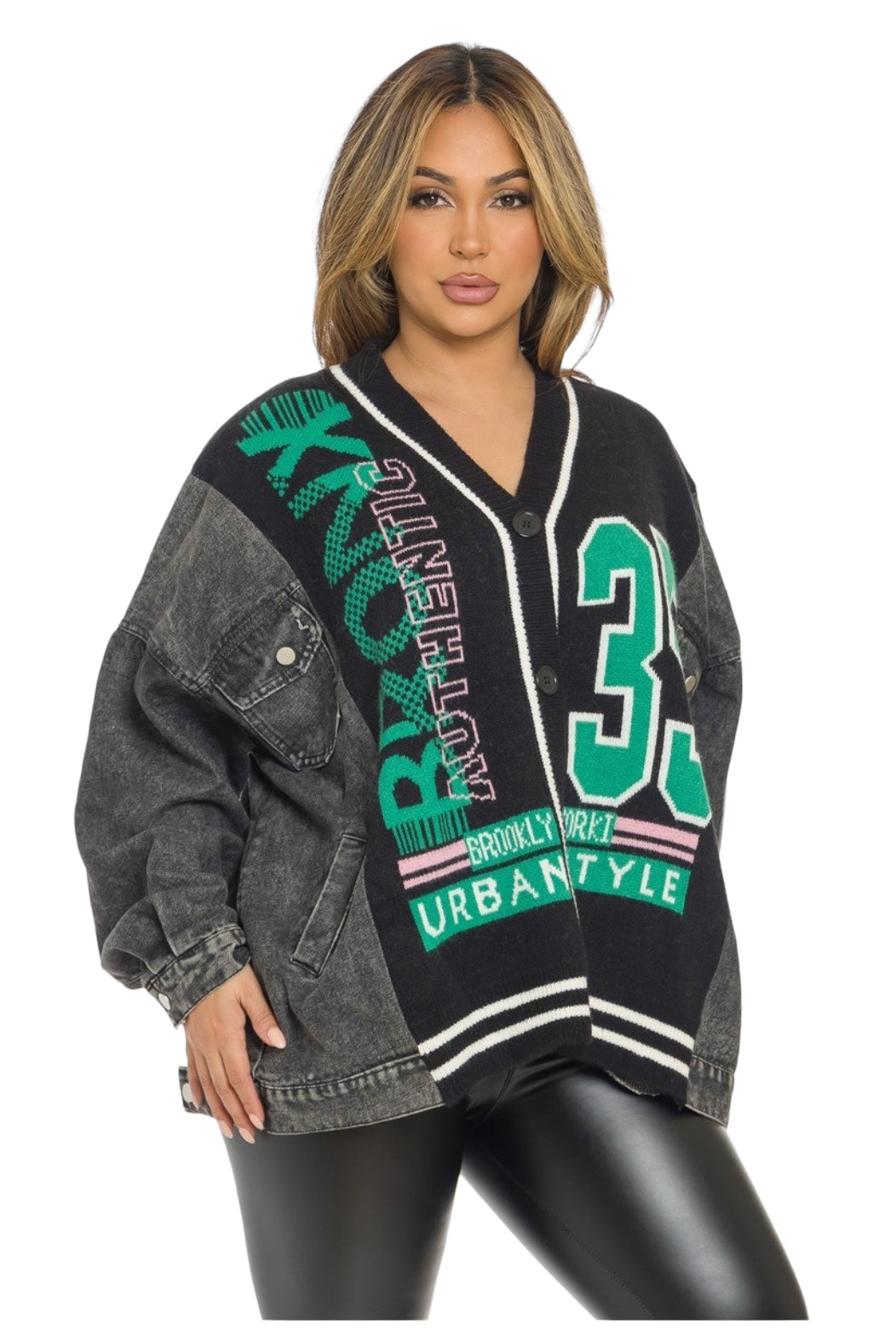 Denim & Sweater Cardigan